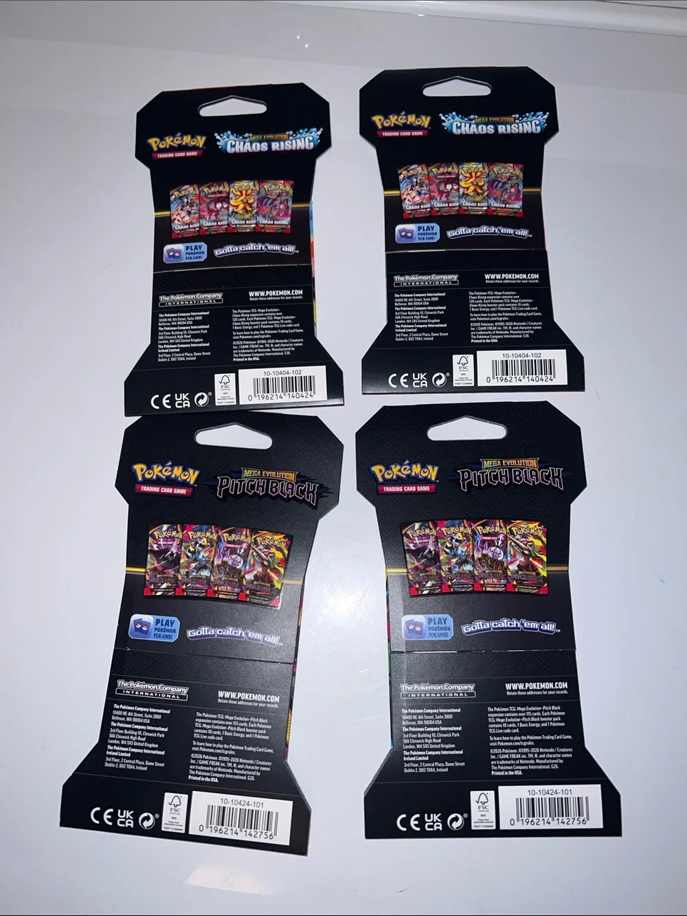 NWT 4pc Chaos Rising & Pitch Black Pokemon TCG Booster Packs
